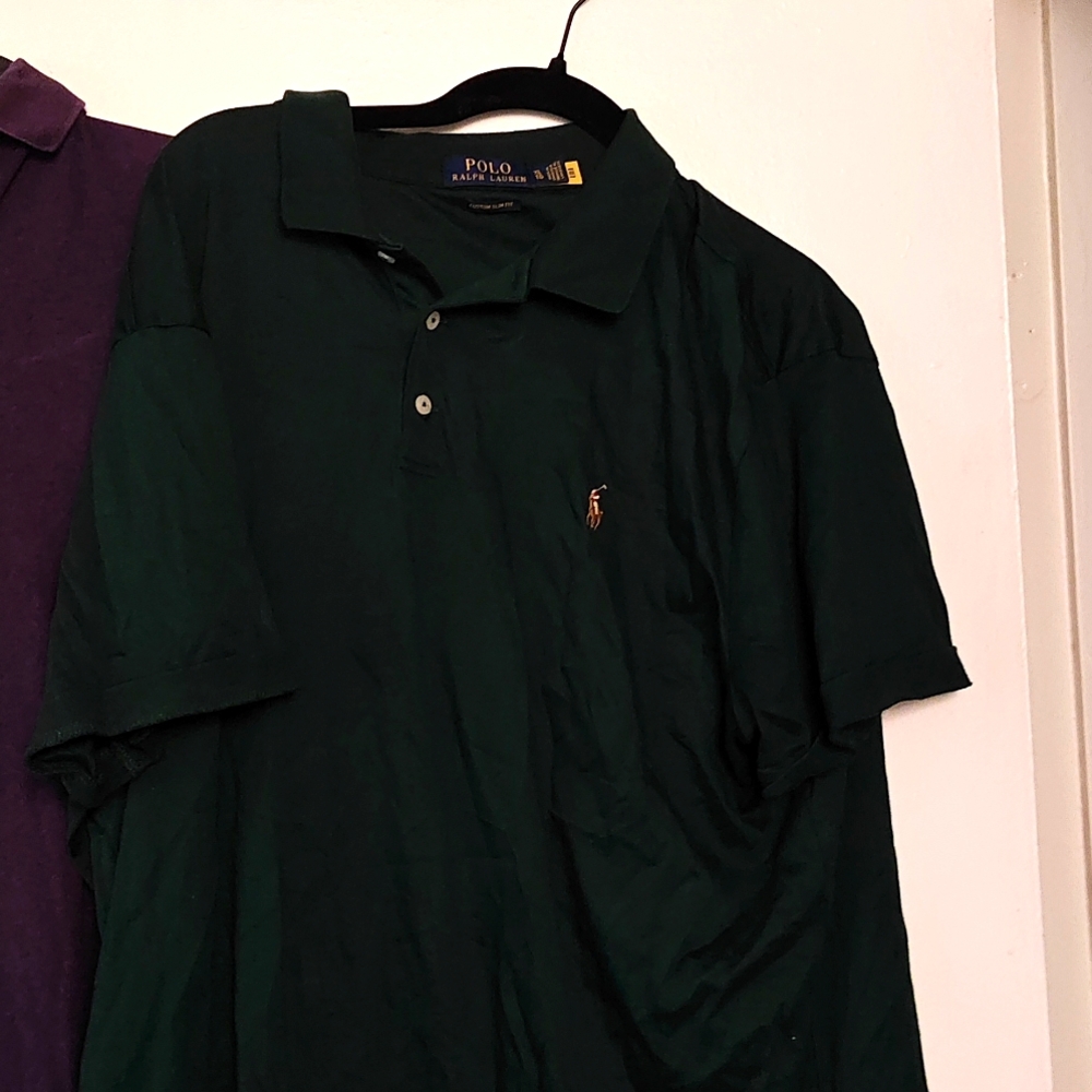 Green polo shirt custom slim fit XL